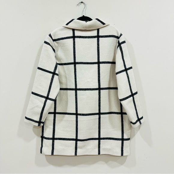 Marine Layer Liverpool Shawl Collar Coatigan Coat  L White Black Windowpane - Picture 4 of 9